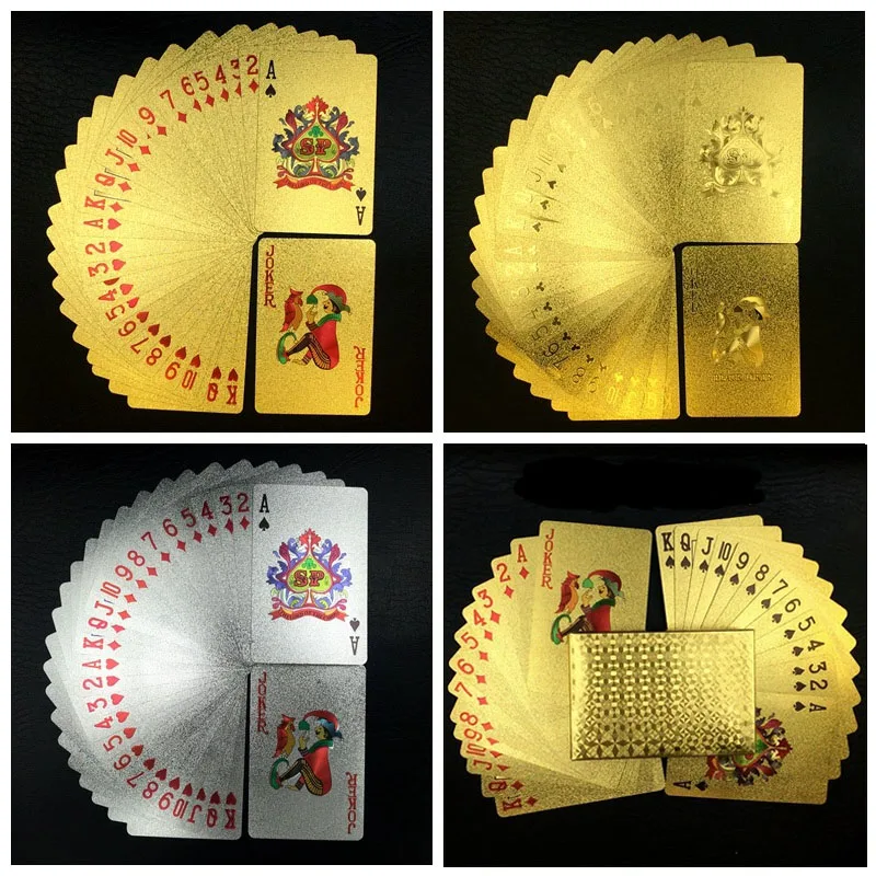 Golden Playing Cards Deck gold foil poker set Magic card 24K Gold Plastic Durable Waterproof magic | Игрушки и хобби