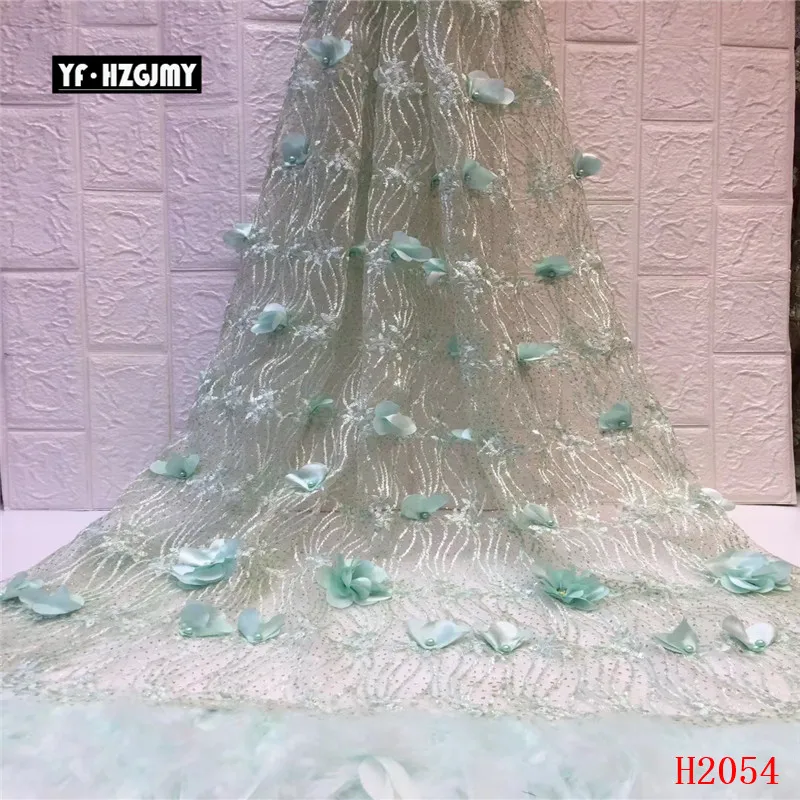 YF HZGJMY 2019 новейшая Изысканная африканская 3D Цветочная вышивка сетчатая ткань с