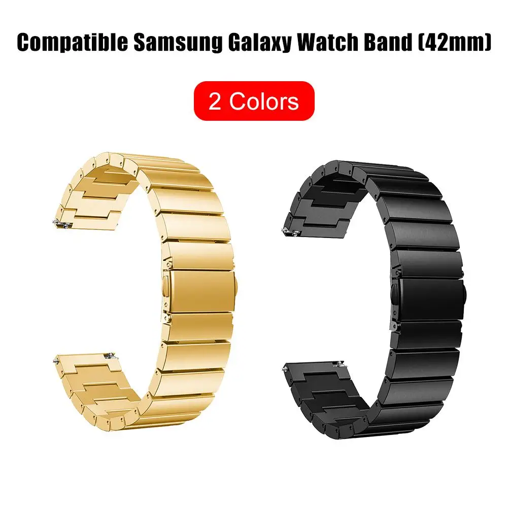 20 мм для samsung Galaxy Watch 42 мм ремешок из нержавеющей стали твердый браслет из бисера стальной ремень металлический Сменный ремень