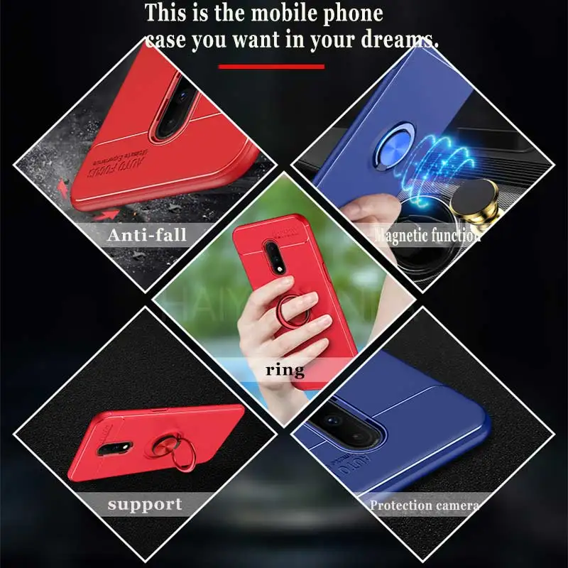 Luxury Shockproof Magnetic Bumper Case On The For Oneplus 7 Pro Cover 6 6T Soft Silicone Car Ring |