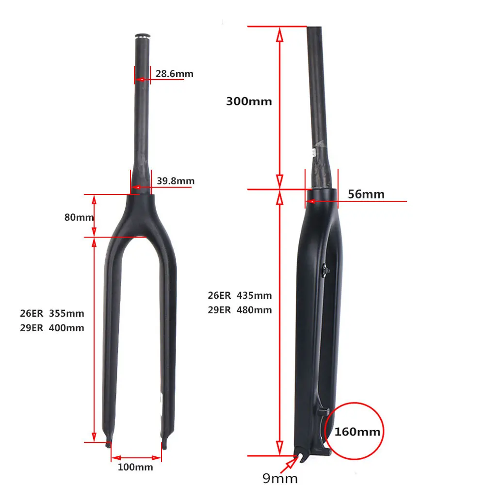 ELITA ONE MTB Bicycle Carbon Fiber Fork 26ER 29ER Disc Brake QR 9mm Rigid Mountain Bike Forks Tapered 1 1/8 1 1/2 UD Matte