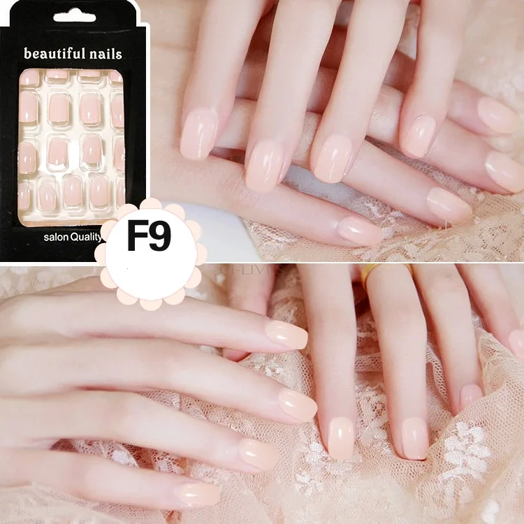 Длинные Модные накладные ногти полностью разных цветов для вечеринок с клеем