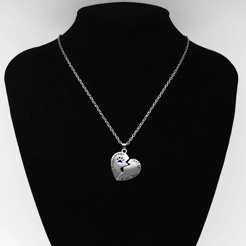 Подвеска в форме сердца виде разбитого ожерелье Голубые кошки собаки лапы коготь