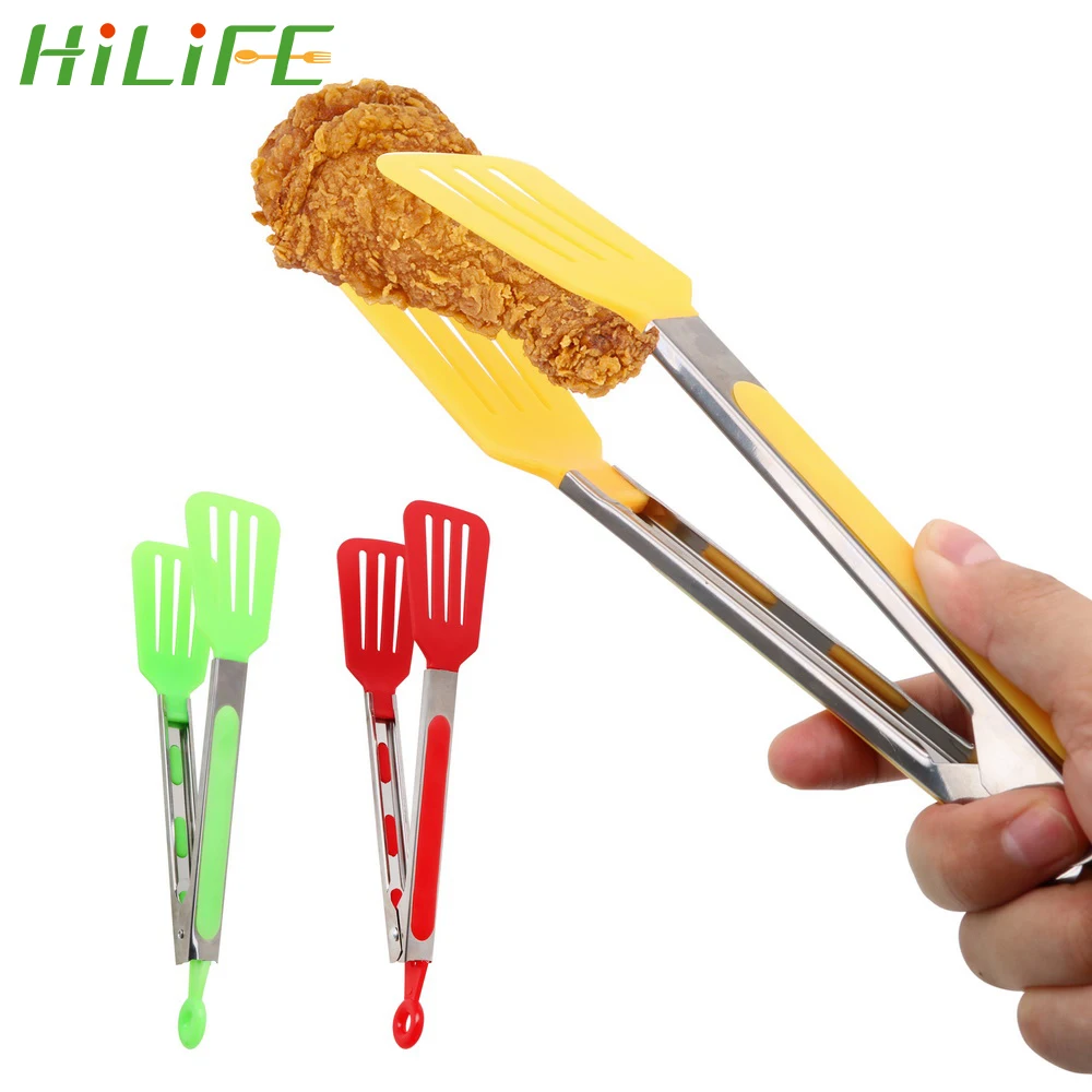 HILIFE щипцы для сервировки салата и барбекю с антипригарным покрытием кухонные щипцы из нержавеющей стали Ручка Посуда силиконовая пицца хлеб стейк клип
