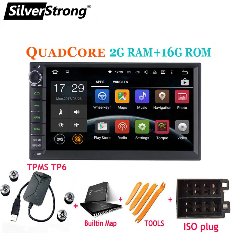 SilverStrong ips Android9.0 4G Автомобильный DVD 2din универсальный Автомобильный GPS Радио увеличитель магнитофон навигационная - Цвет: 707X30 TPMS TP6