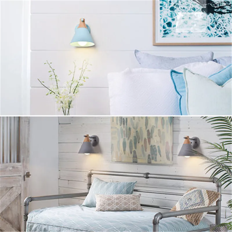 Nordic Design Loft Style Wood Iron Wall Sconce Modern LED Light Fixtures Home Bedroom Bedside Lamp Indoor Lighting | Лампы и освещение
