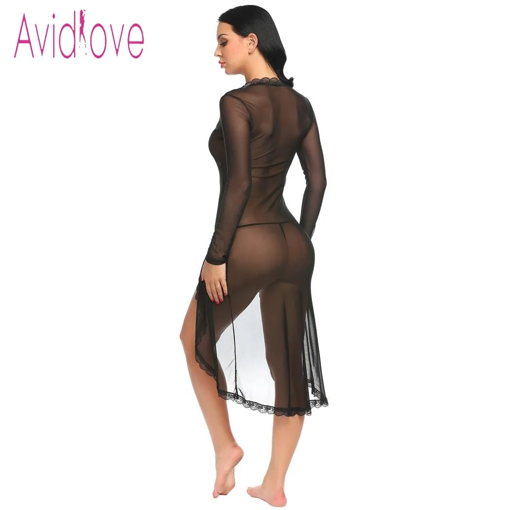 Женский кружевной халат с длинным рукавом Avidlove сексуальное эротическое белье