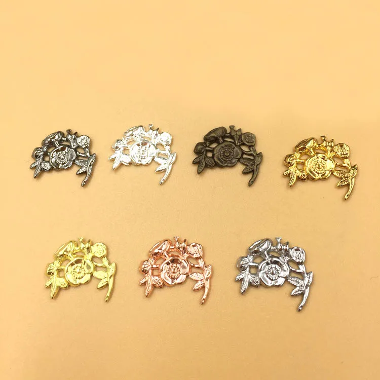 

14mm Vintage Filigree Flower Charms Hair Clasp Bu Yao Accessories Links Connectors Wraps Blank Settings Findings Multi-color