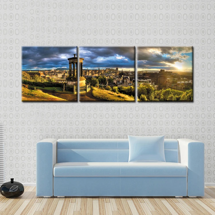 3 предмета холст Картины Гостиная Wall Art Прага замок восход пейзаж плакат домашний