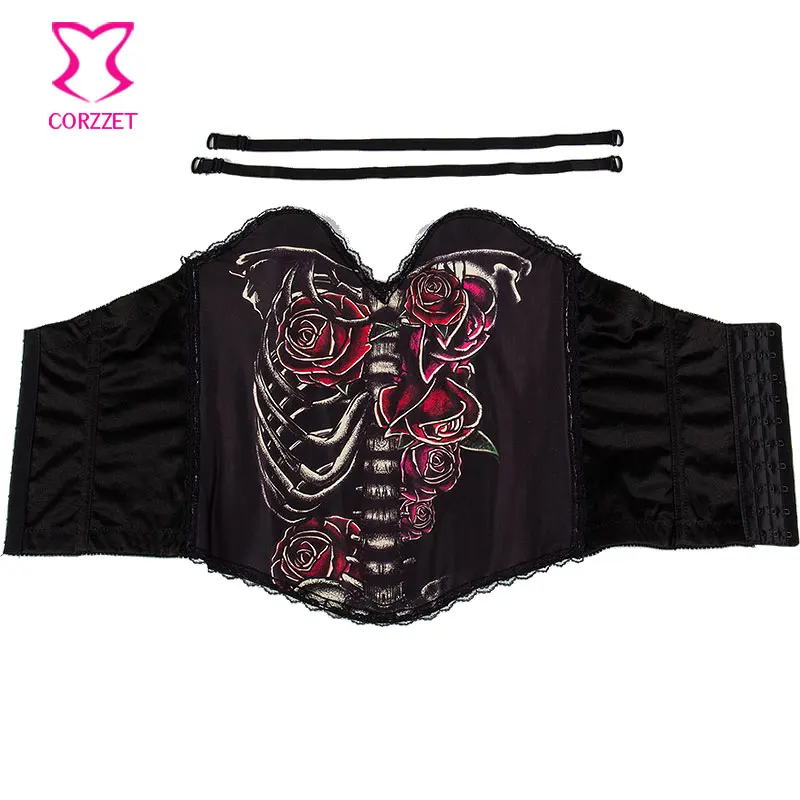Корсет женский хлопковый с принтом розы без бретелек | Женская одежда