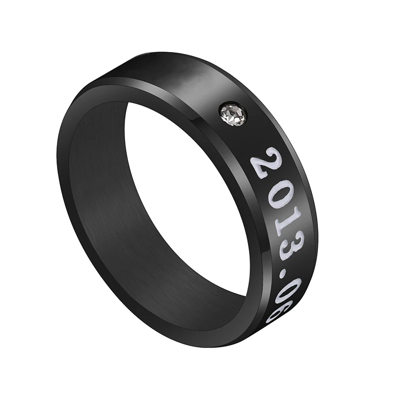 black 2013 Auxauxme Titanium Steel Rap Monster Zircon Rings Gold Wedding Promise Ring For Women Men Engagement Jewelry Gift - Цвет основного камня: black 2013