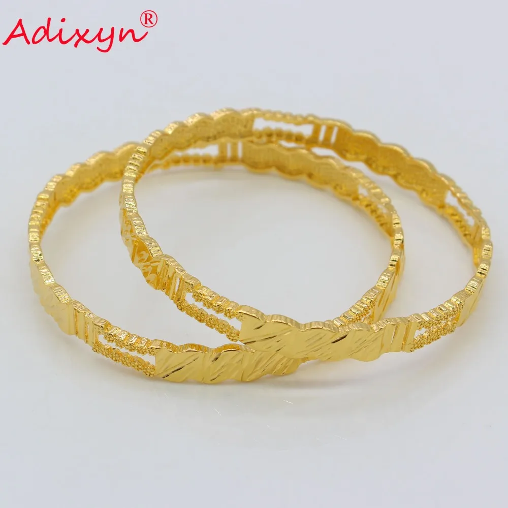Adixyn 2 шт./лот неоткрывающийся браслет Дубая для женщин/девушек золотой цвет