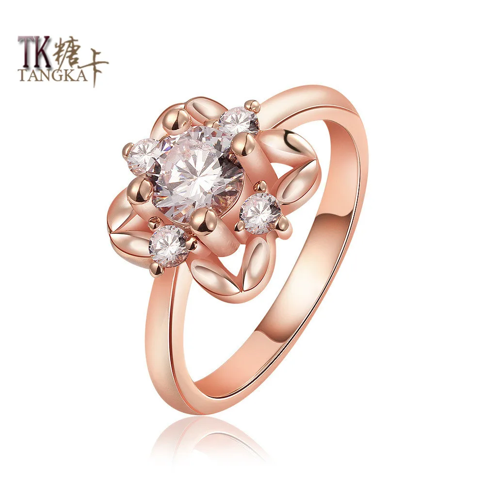 Тангка новая мода ослепительно кубического циркония кольцо красивый цветок