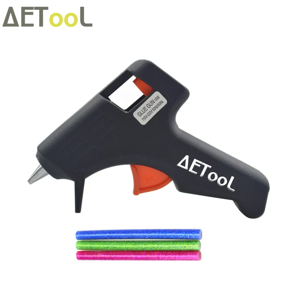 AETool 10 Вт цвет 7 мм термоплавкий клеевой пистолет термо Электрический термотемпературный клеевой пистолет для ремонта прививки DIY инструмент с 3 шт. пистолетные палочки - Цвет: Черный