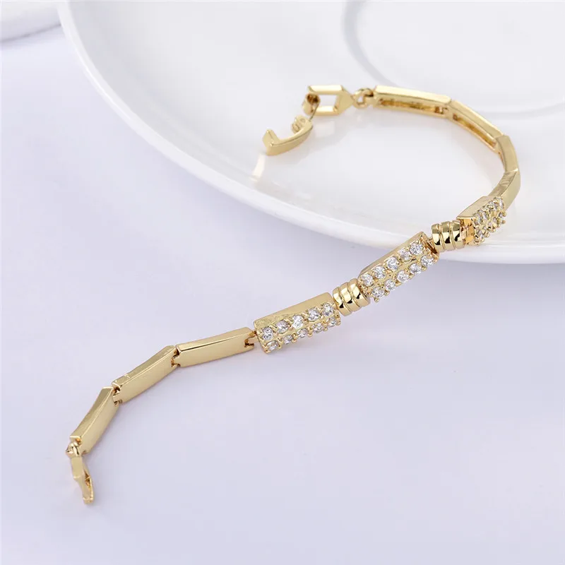 BUDONG 18cm Fashion Women Bracelet Vintage Bracelets for Silver/Gold Color Cubic Zirconia Bangle XUL019 | Украшения и аксессуары