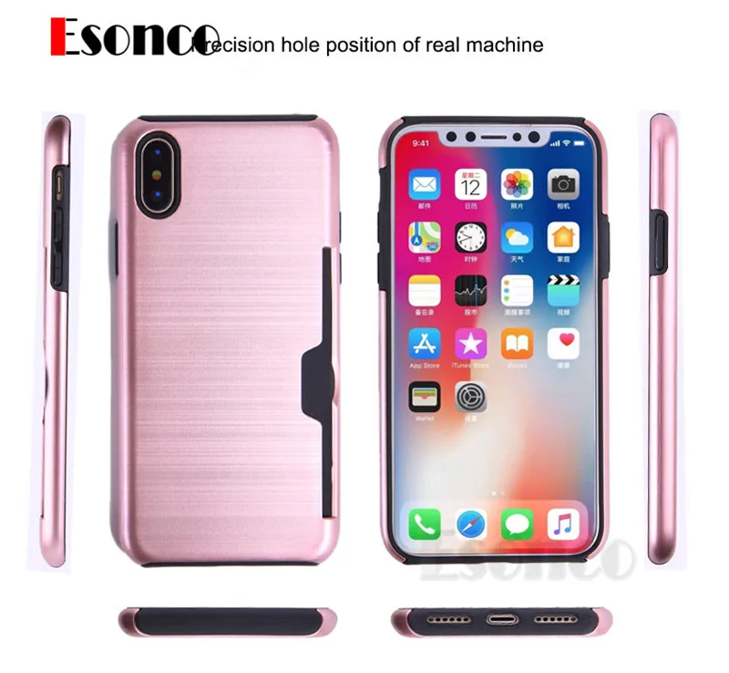 Противоударный держатель для карт чехол iPhone X 7 8 6 6S Plus Armour антидетонационных