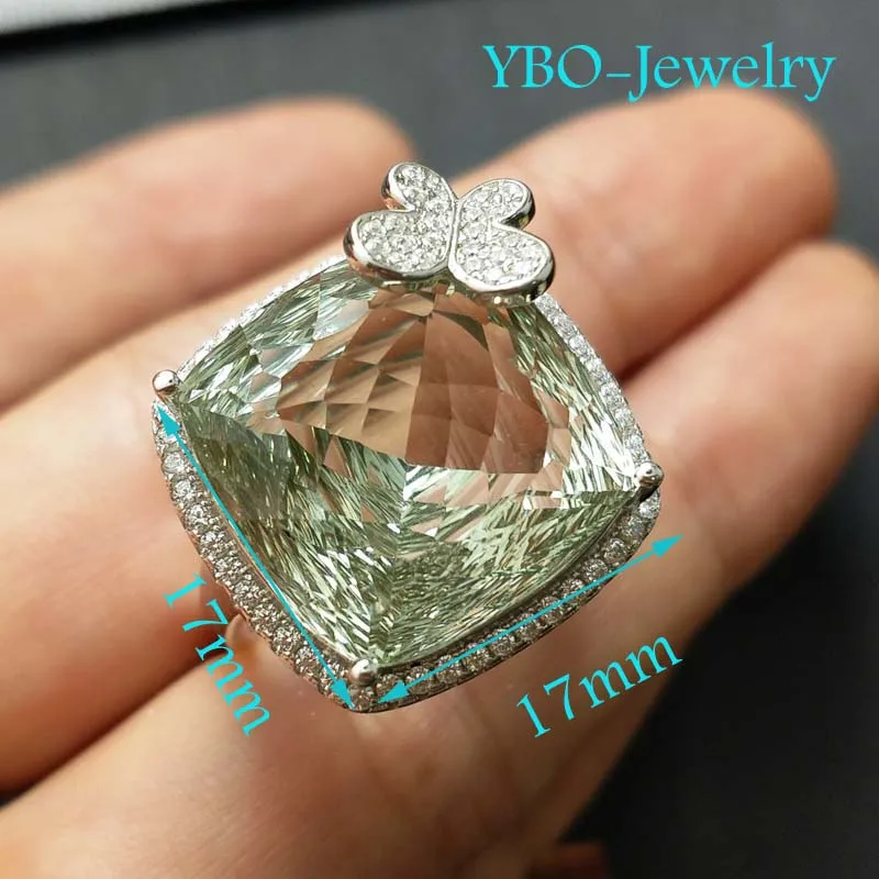 YBO красивое кольцо с крупным зеленым драгоценным камнем 20 карат дизайн в виде