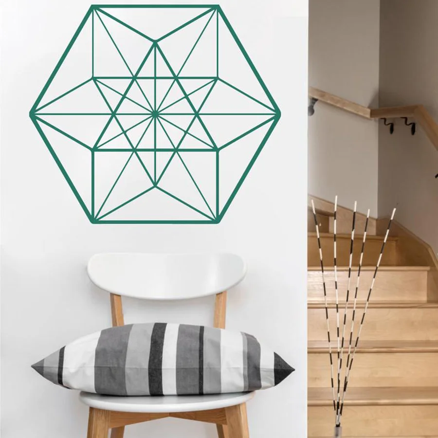 Художественный дизайн настенные наклейки Cuboctahedron съемный узор для гостиной