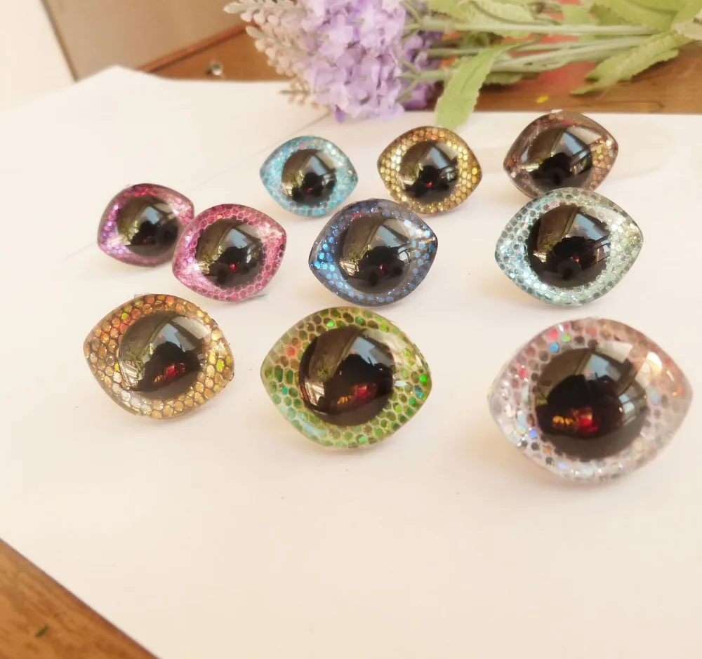 new 20pcs/lot 28x23mm Oval trapezoid plastic clear safety toy eyes doll findings+ glitter Nonwovens + washer--color option--sp | Игрушки и