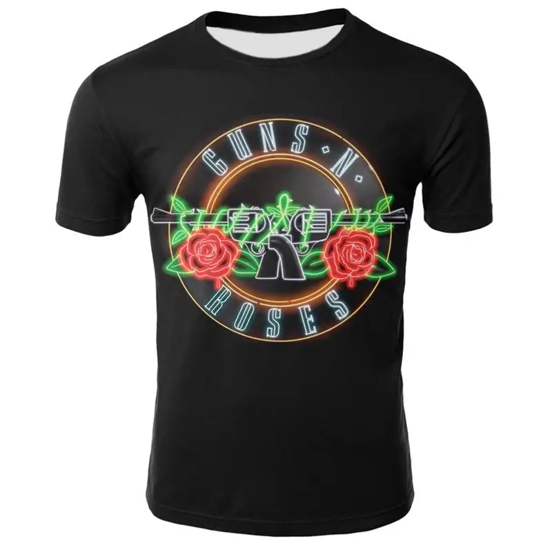 T4 Roses And guns футболка для мужчин/женщин крутая 3D футболка с короткими рукавами для мужчин пистолеты N Roses Топ Распродажа одежды мужская футболка Прямая поставка - Цвет: T4
