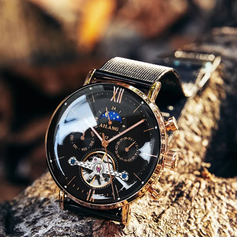 AILANG Relojes часы мужские наручные часы спортивные часы со скелетом 30 м водонепроницаемые автоматические механические часы из нержавеющей стали