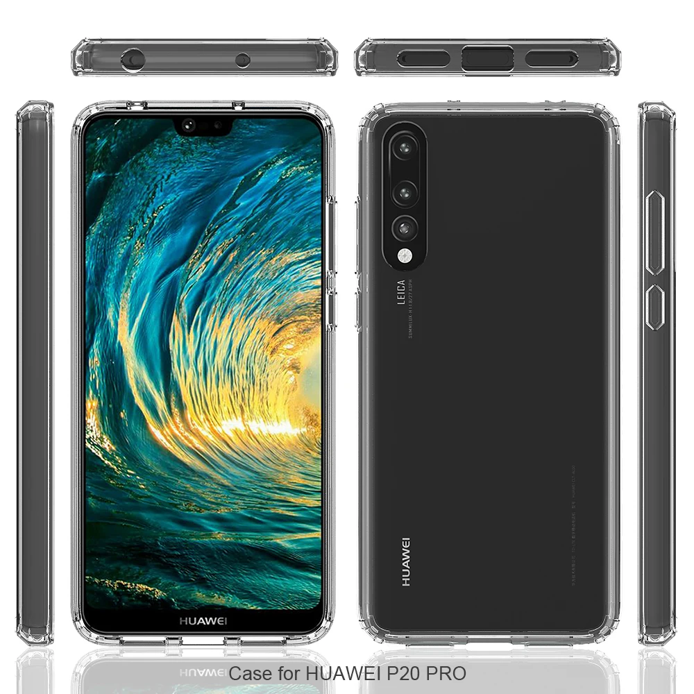 Гибридный противоударный чехол для Huawei P20 Pro гибкий ТПУ + Кристальный акриловый