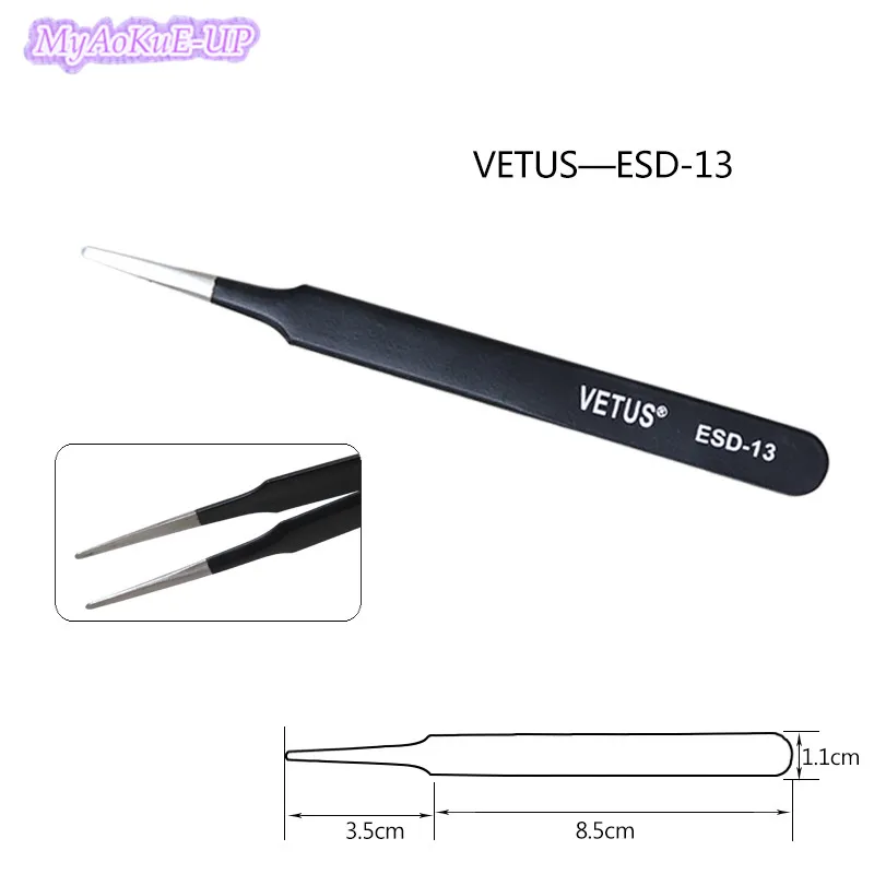 ESD-13 5 шт. ESD ватус нержавеющая сталь Tweezers антистатические пинцеты для наращивания ресниц ESD-10, 11,12, 13,14, 15,16, 17 пинцет - Цвет: ESD-13