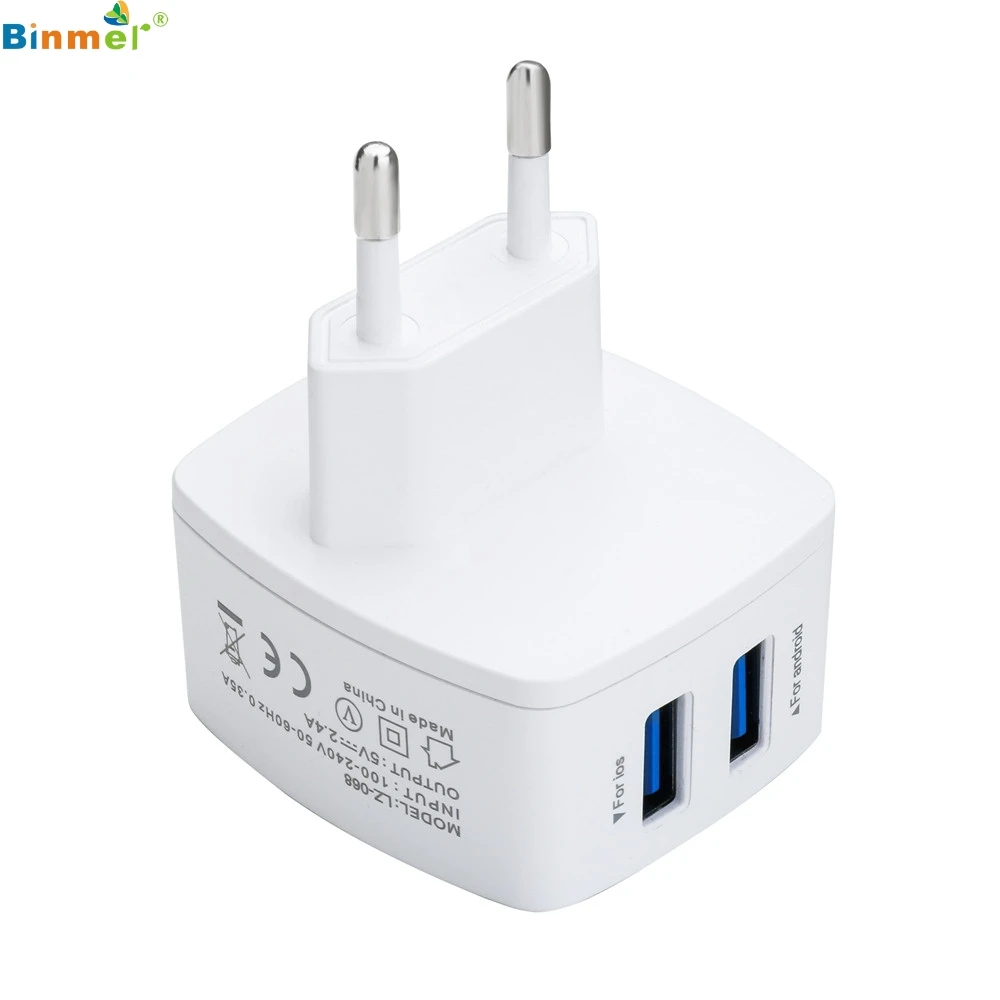 Binmer Универсальное зарядное устройство с двумя портами EU 5V 3.1A 2 портовое USB2.0