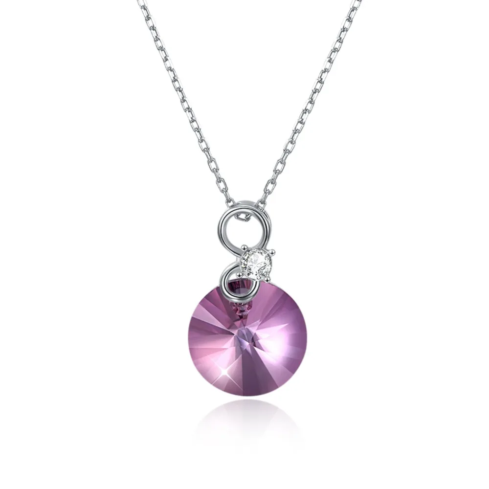 Женское Ожерелье с кристаллами Swarovski LEKANI белое розовое голубое круглое ожерелье