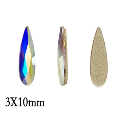 Raindrop 3X10mm Yanruo 36 шт Мода 3D дизайн ногтей AB стеклянное украшение в виде алмаза стразы с плоской обратной поверхностью блестки для украшения ногтей гвозди аксессуары - Цвет: Raindrop 3X10mm