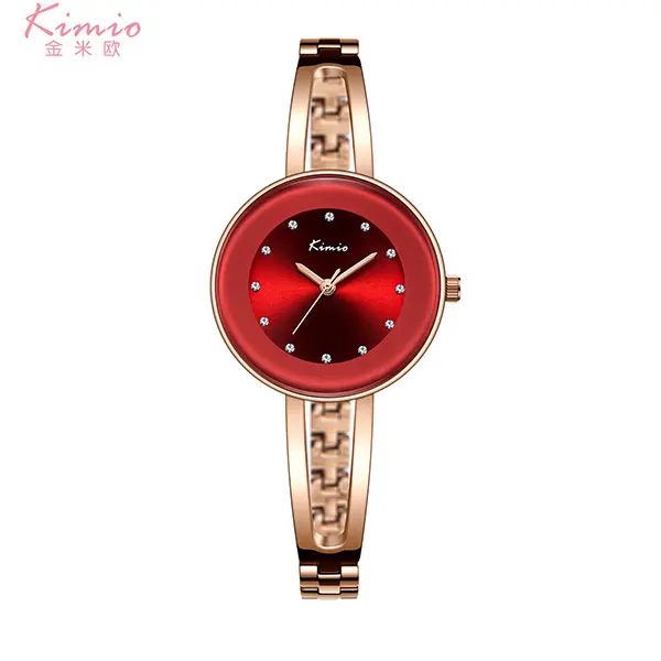 rose-gold-red Модные женские кварцевые часы от бренда KIMIO, часы с браслетом, роскошные женские часы, подарок, часы под платье, наручные часы, квадратный чехол - Цвет: rose-gold-red