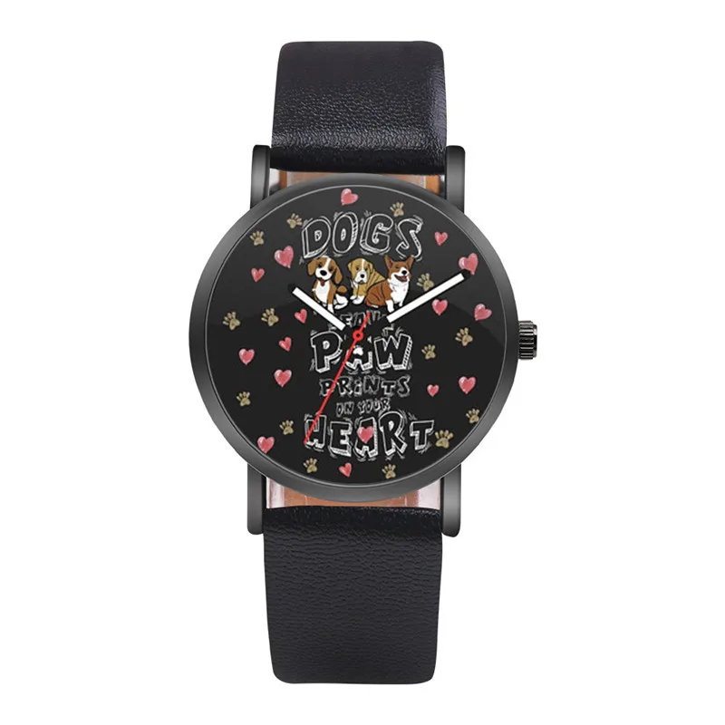 Black Horloge Dames WOK18302 модные часы с милым рисунком собаки, женские часы в свежем Стиле, популярные женские часы, Relogio Feminino@ 50 - Цвет: Black