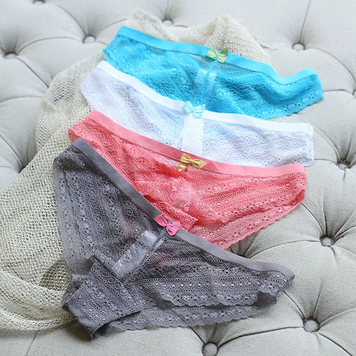 Сексуальные удобные красивые кружевные трусики P27 с бантиком женское нижнее