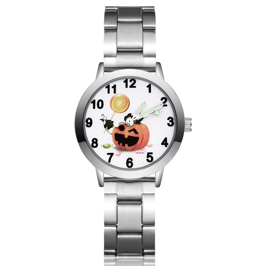 

Cute Cartoon HALLOWEEN skeleton pumpkin style Children's Watches Kids Student Girls boys Quartz Metal steel Wrist Watch JA57