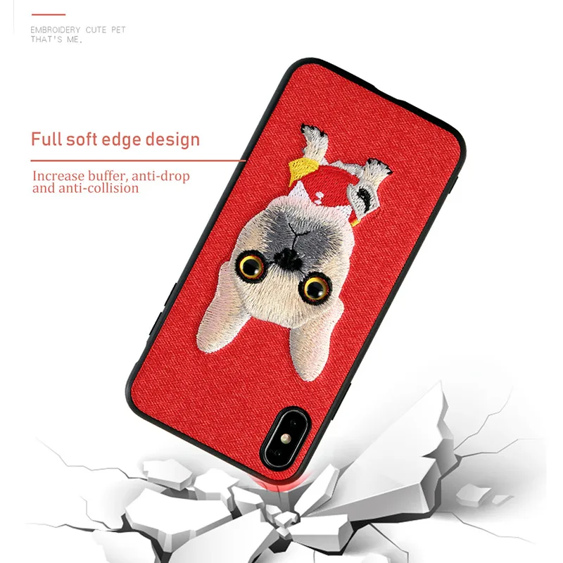 Милый чехол для телефона iPhone 11 6 8 модный защитный из парусины с вышивкой X XS XSMax XR