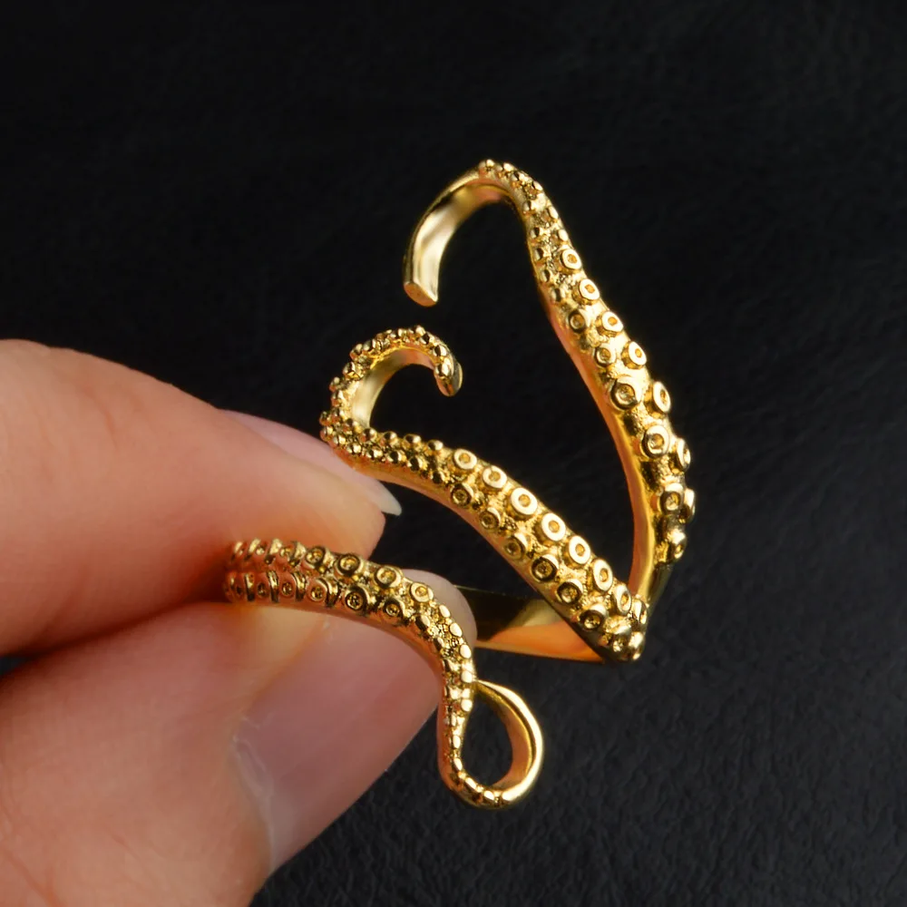 Золотой 925 anillos серебряное современное кольцо с океанским животным, s925 штампованные кольца для мужчин и женщин в форме осьминога, ювелирные изделия для модного показа - Цвет камня: Золотой