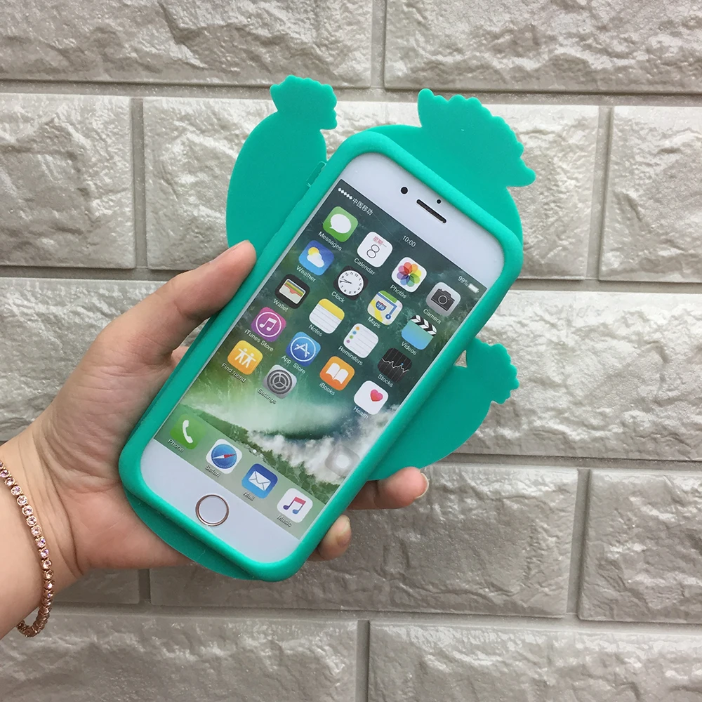 3D милый мультяшный Чехол С КАКТУСОМ и цветами для iPhone X Xs Max 6 6s 7 8 Plus мягкий