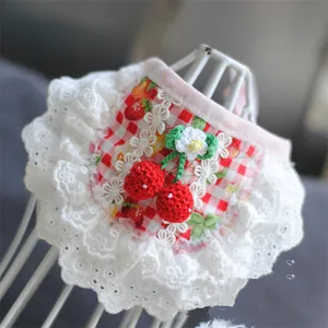 Треугольная повязка для домашних питомцев, милая Высококачественная хлопковая декоративная вишня, нагрудник для собак, кошек