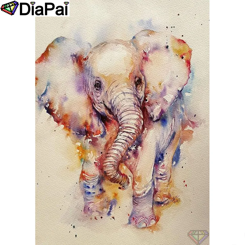 

DIAPAI Diamond Painting 5D DIY 100% Full Square/Round Drill "Color elephant" Diamond Embroidery Cross Stitch 3D Decor A24589
