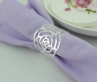silver gold napkin rings wedding napkin holder wedding favors decoration supplies pierced rose shaped metal ring for napkin