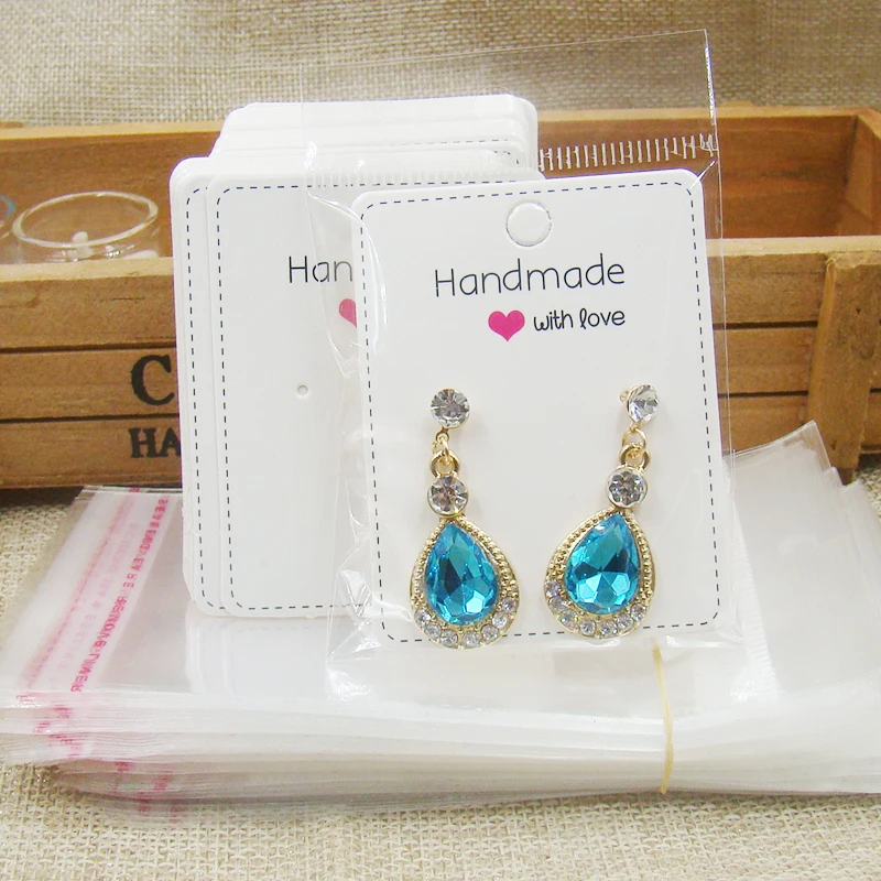 Оптовая продажа Белая/крафт упаковочная карта для серьги ручной работы с принтом