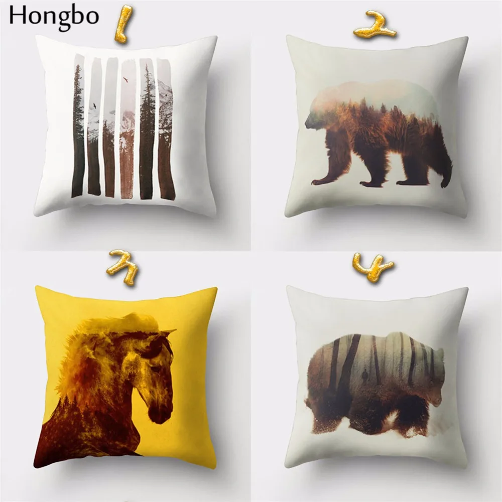 Hongbo 1 шт. мультяшный Кот медведь собака Фламинго лошадь волк Подушка Чехол