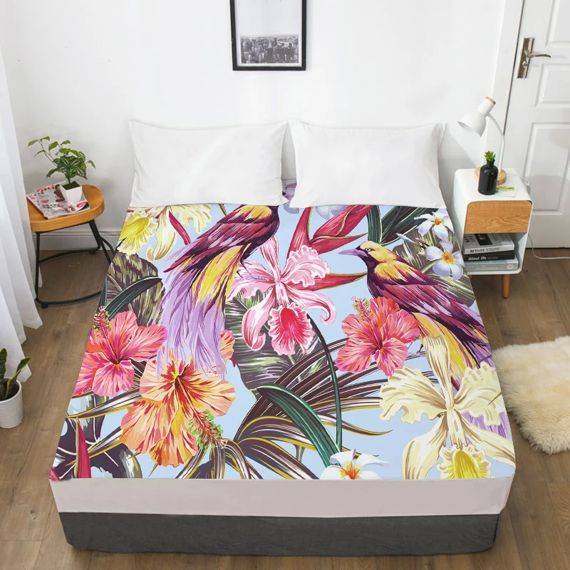 3D HD Digital Print Custom Bed Sheet With Elastic,Fitted Sheet Twin/Full/Queen/King,Nordic Flower cactus Mattress Cover 160x200