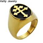 EdgLifU Лотарингия крест кольцо золотой серебряный цвет Титан Нержавеющая сталь крест вера кольца для мужчин Панк ювелирные изделия Прямая поставка