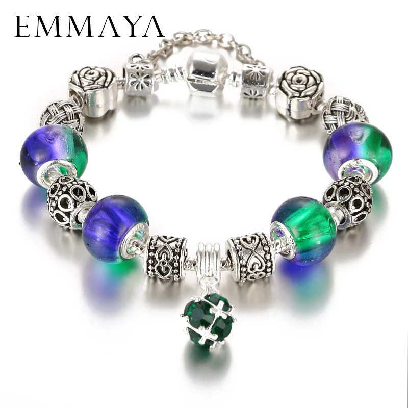 Винтажные стеклянные браслеты Emmaya для женщин и обручи с хрустальными бусинами