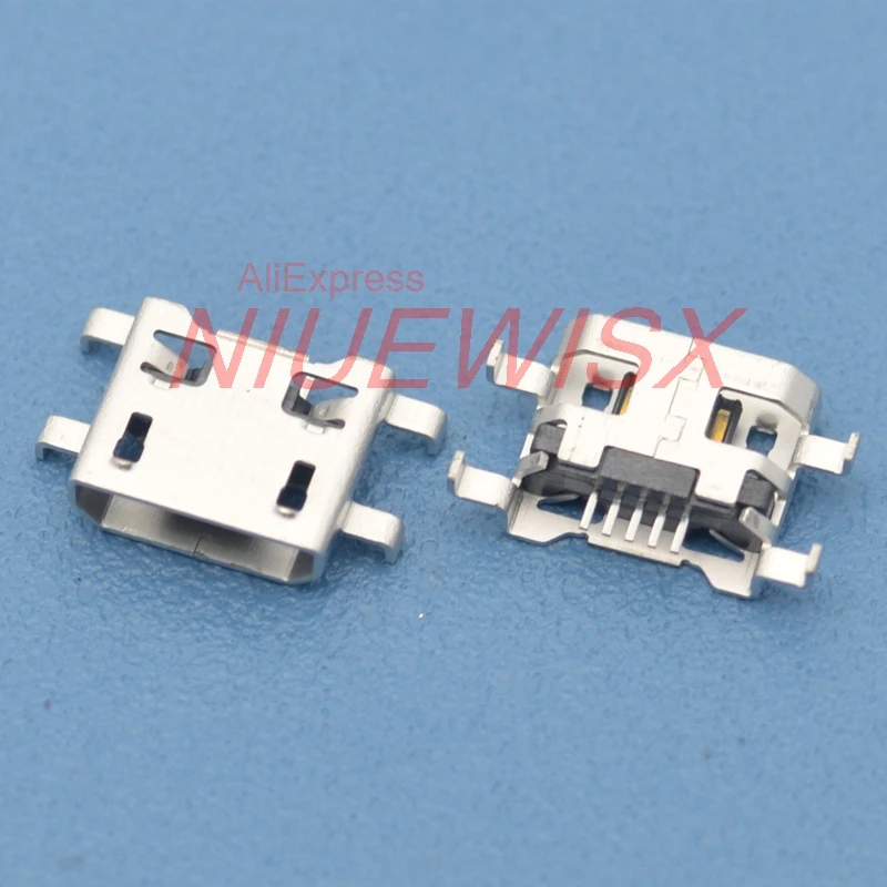 100pcs-micro-usb-5pin-072mm-no-side-b-type-flat-mouth-without-curling-side-female-connector-for-pcb-repair-mobile-tablet