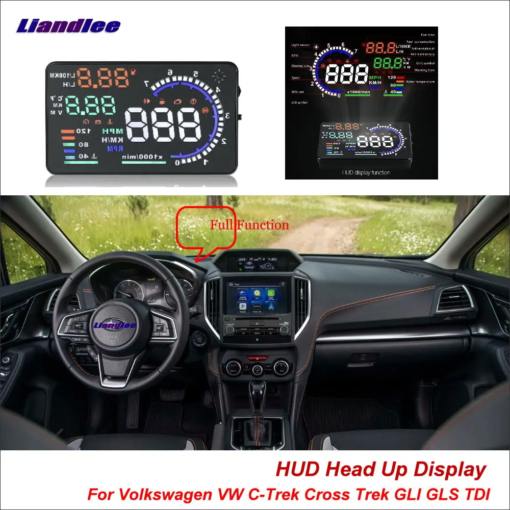 Liandlee Car HUD Head Up Display For Volkswagen VW C-Trek Cross Trek GLI GLS TDI Safe Driving Screen OBD Projector Windshield