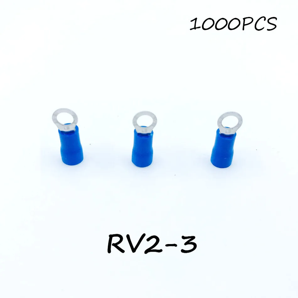 Ring Insulated Connector Terminal Block 1000PCS RV2-3 Blue Cable Wire Electrical Crimp Terminator A.W.G 16-14 Cap | Обустройство дома