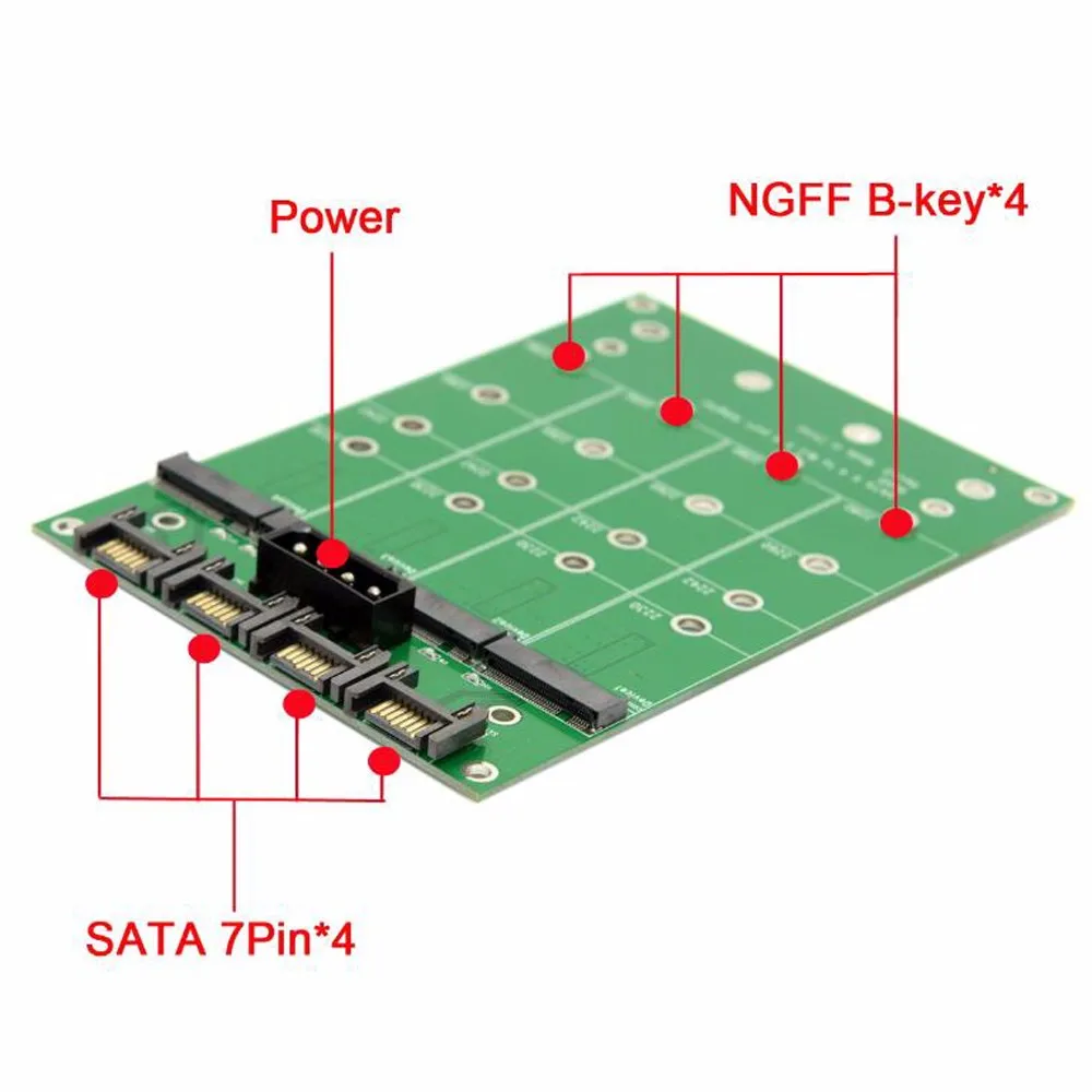 Адаптер M.2 SATA к M2 адаптер 4x NGFF B или B/M ключ SSD SATA3.0 7Pin конвертер жесткого диска