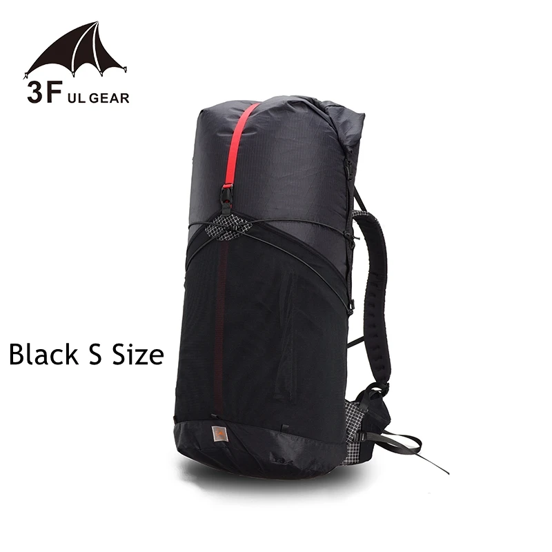 55L XPAC Black S 3F UL GEAR 55L большой XPAC рюкзак для скалолазания на открытом воздухе Сверхлегкий каркас меньше пакетов сумки легкий прочный путешествия Кемпинг Туризм - Цвет: 55L XPAC Black S